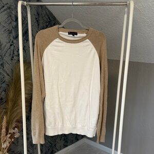 Men's Crewneck Sweater in White and Tan